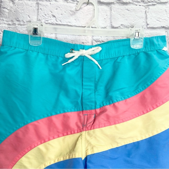 VTG Hobie Mens Retro Swim Trunks Size M Colorblock Pastel Rainbow Old School - Picture 3 of 9